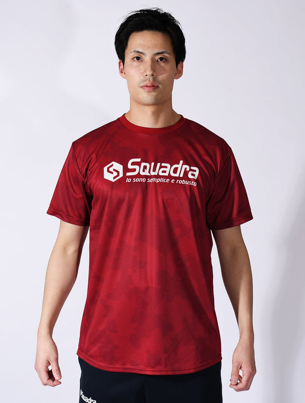 スクアドラ / グラフィック プラクティスシャツ ウェーブカモ 練習用 ウェア スポーツウェア トレーニング 筋トレ 吸水速乾 吸汗速乾 細身 半袖 メンズ おしゃれ かっこいい Tシャツ おすすめ 服 ジム 快適