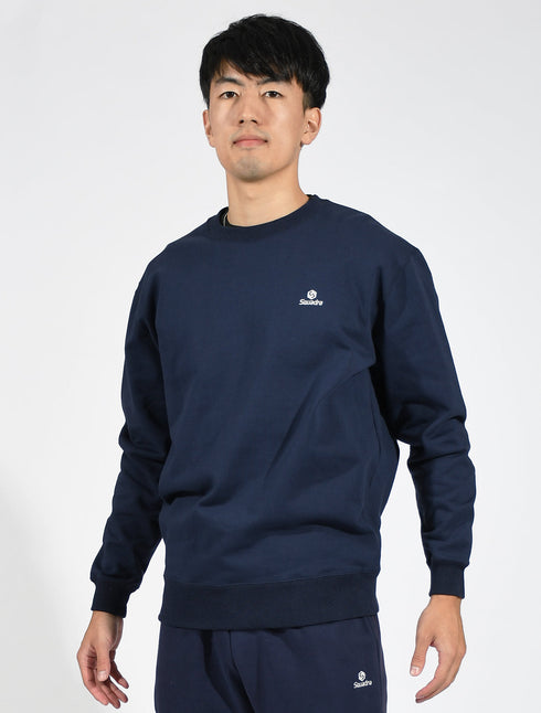スクアドラ / クルーネックスウェット セットアップ コットン100% スポーツウェア 普段着 カジュアル 丸首 運動着 ジム フィットネス ネイビー 旧式 トレーニング 練習着