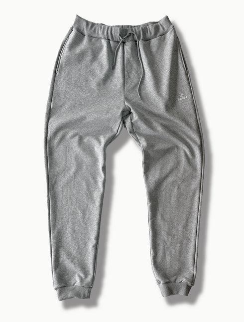 スクアドラ / スウェットロングパンツ セットアップ コットン100% スポーツウェア 普段着 カジュアル 運動着 ジム フィットネス グレー 杢グレー 旧式 トレーニング 練習着 細身 スリム 裾リブ付き