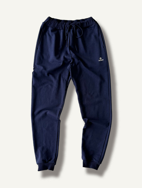 スクアドラ / スウェットロングパンツ セットアップ コットン100% スポーツウェア 普段着 カジュアル 運動着 ジム フィットネス ネイビー 旧式 トレーニング 練習着 細身 スリム 裾リブ付き